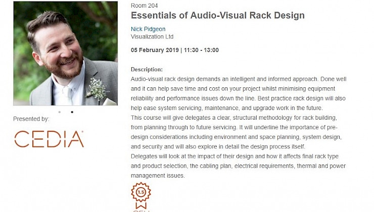 Image of ISE 2019: New course from Nick Pidgeon & CEDIA - Essentials of Audio-Visual Rack Design